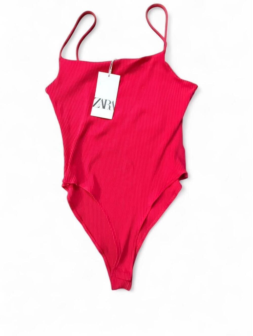 Zara Women's Pink and Red Bodysuit